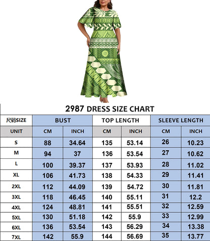Latest Plus Size Couple Clothing Polynesian Tropical Print Women's Casual Dress Island Style With Matching Men's Hawaiian Shirt