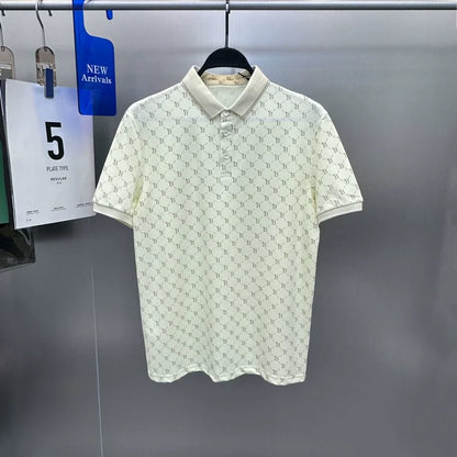 Trendy Brand New Summer Soft Comfortable Casual Turn-down Collar Short Sleeve Business Old Flower FitPOLOShirt Men's Short Sleev